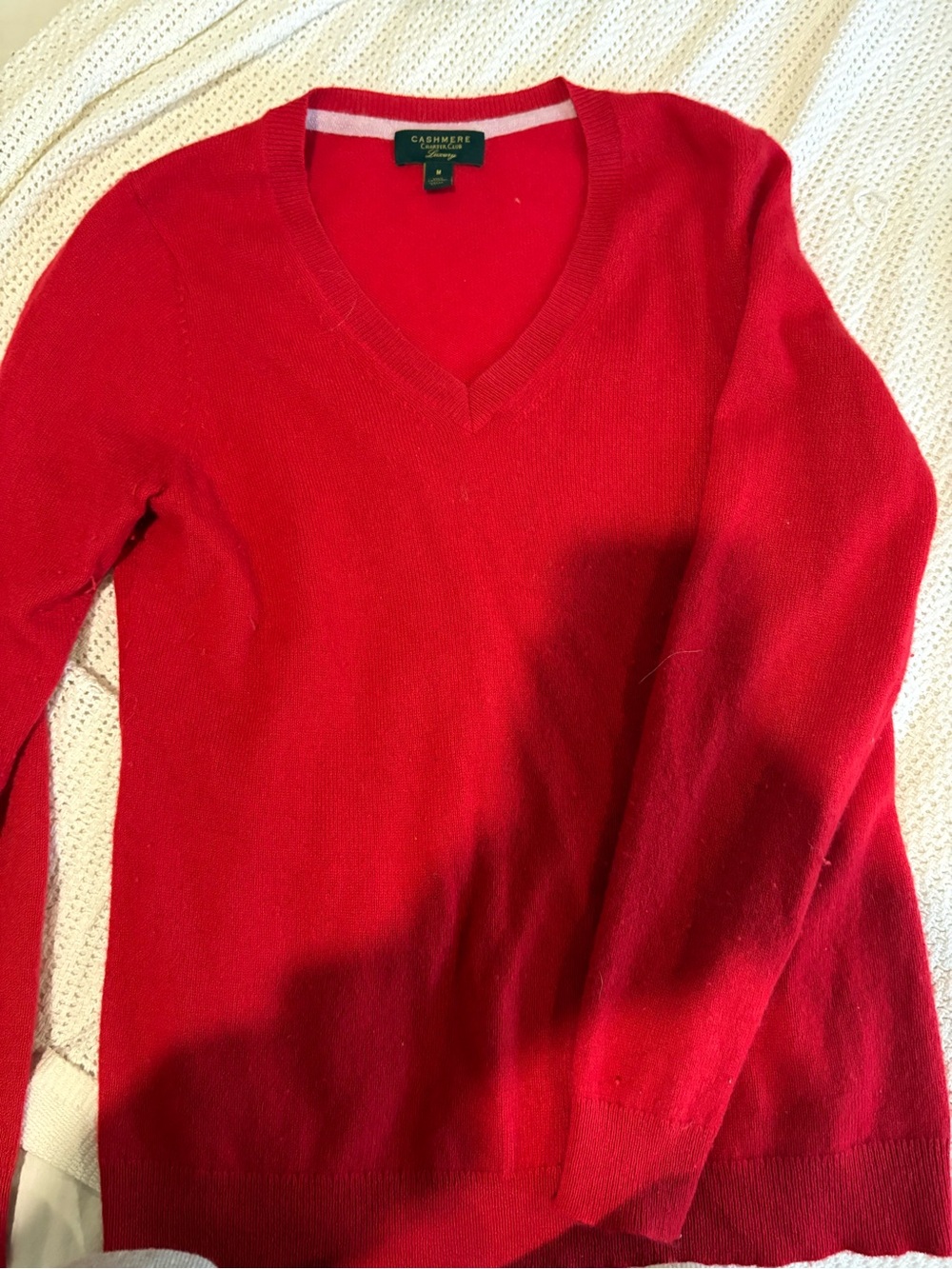 360 Cashmere Bright Red V-Neck Cashmere Sweater